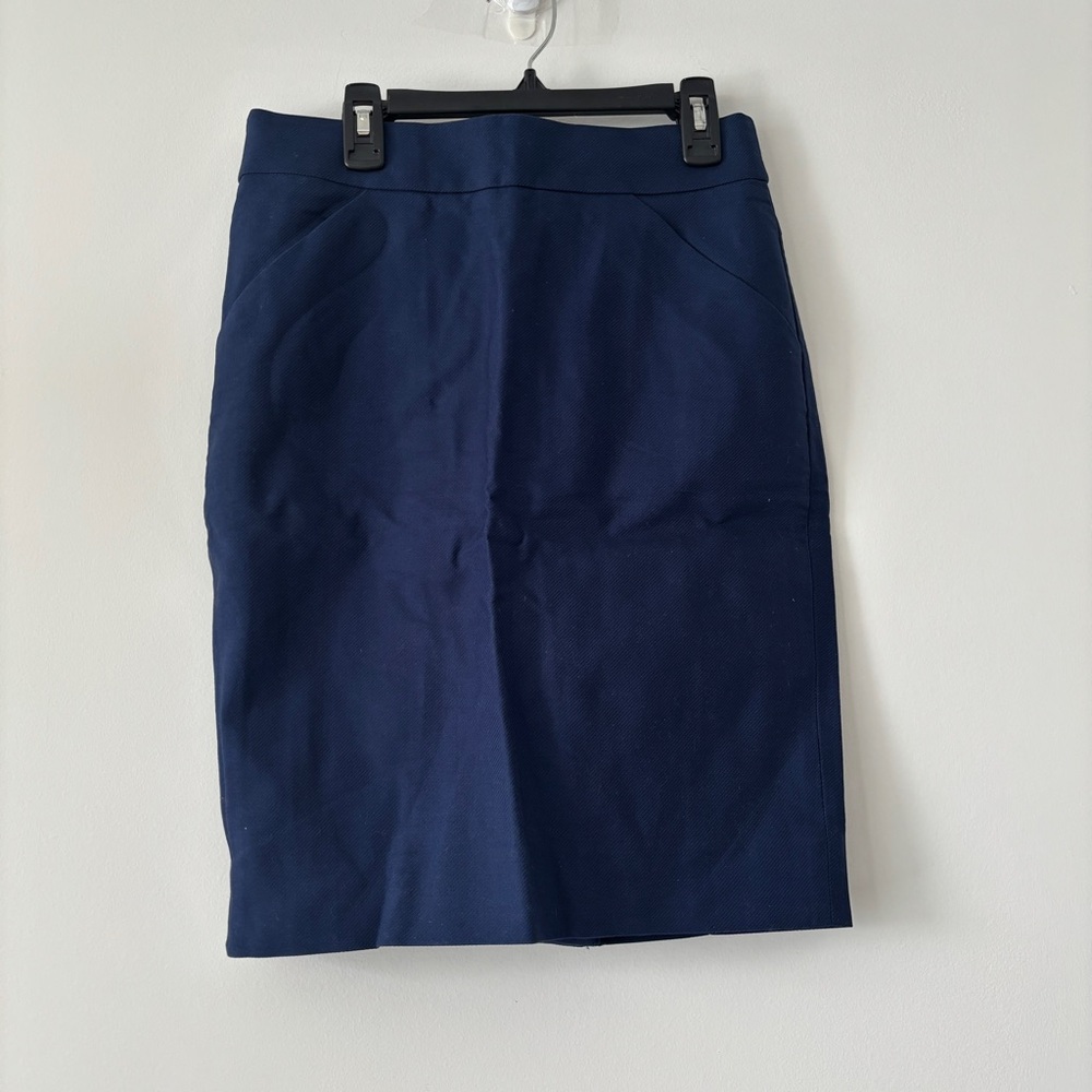 NWT J. CREW The Pencil Skirt - Navy Blue straight Women's pockets Skirt size 0